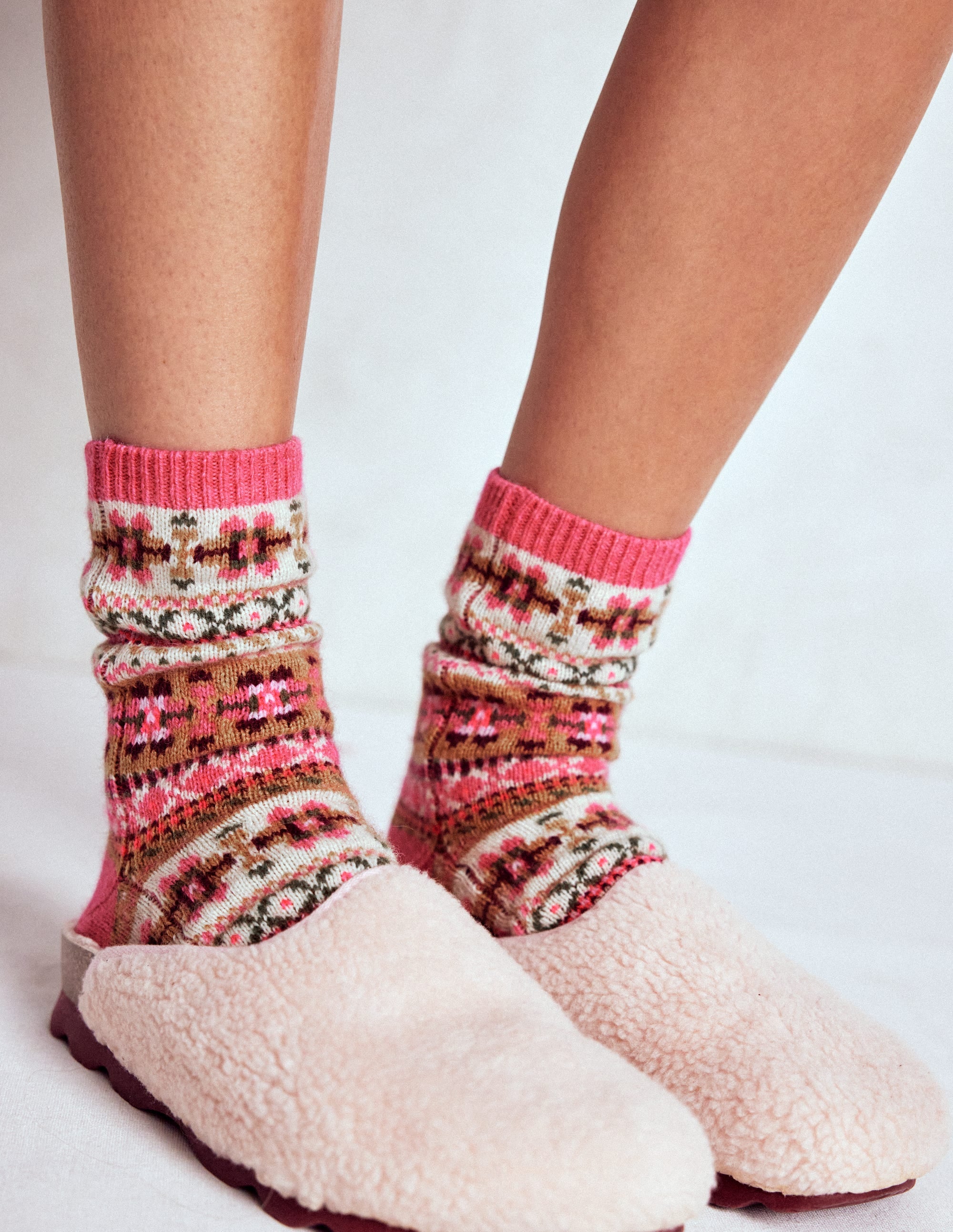 Fair Isle Socks-Pink - Image 3