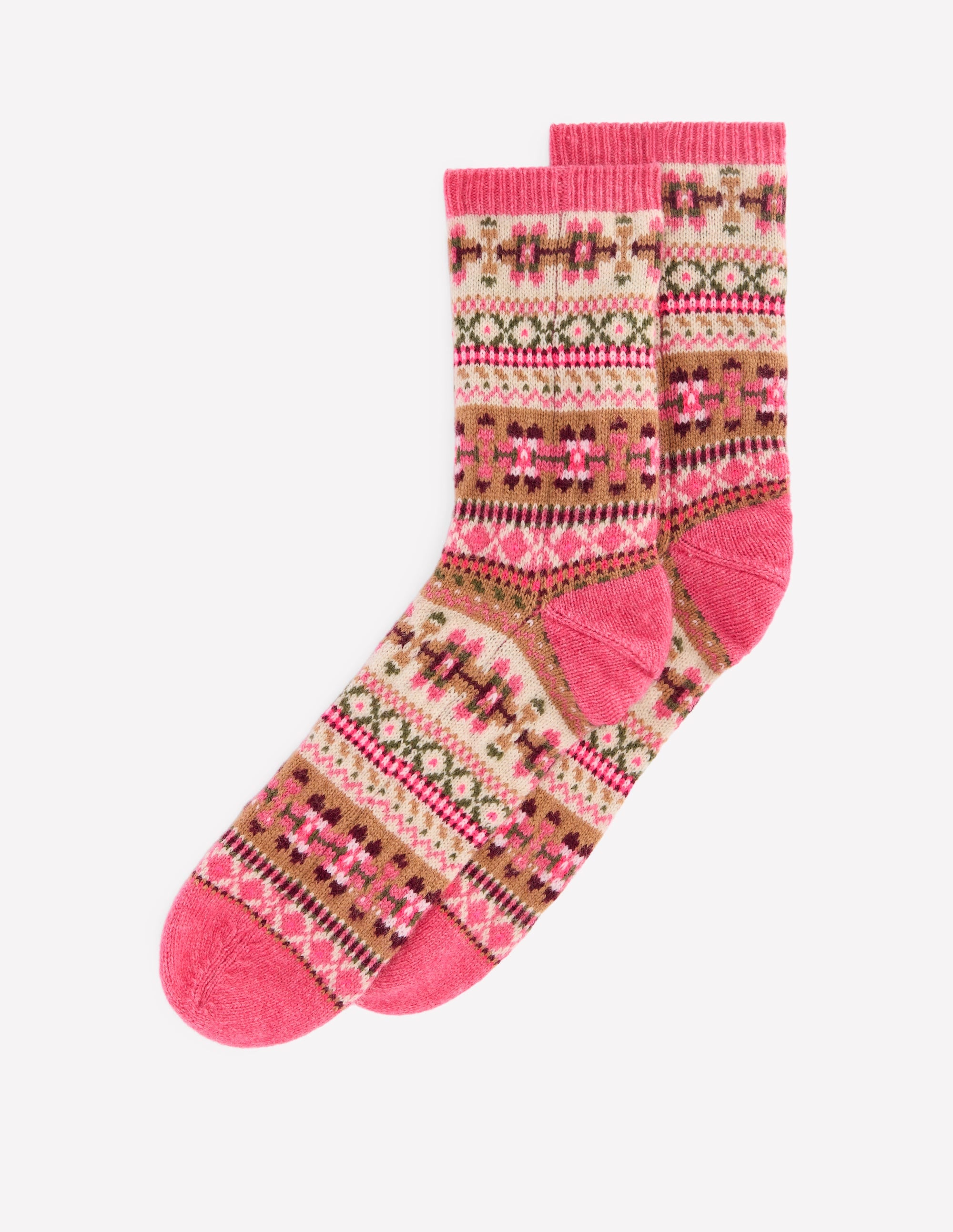 Fair Isle Socks-Pink - Image 1