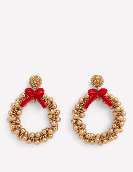 Christmas Novelty Earrings-Wreath