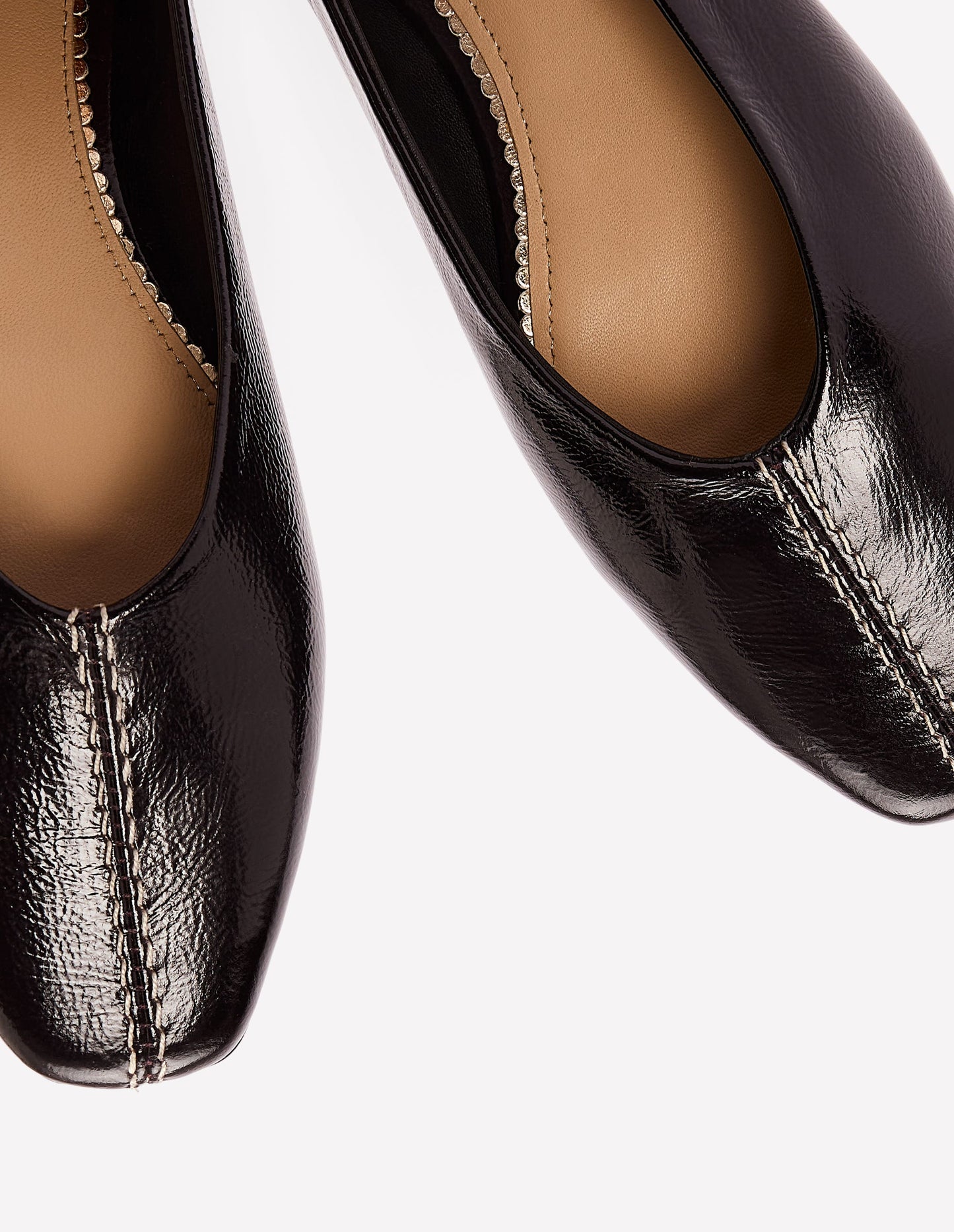 High Cut Stitch Detail Flats-Oxblood