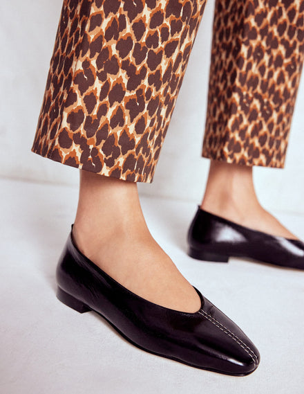 High Cut Stitch Detail Flats-Oxblood