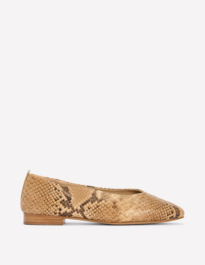 High Cut Stitch Detail Flats-Neutral-1