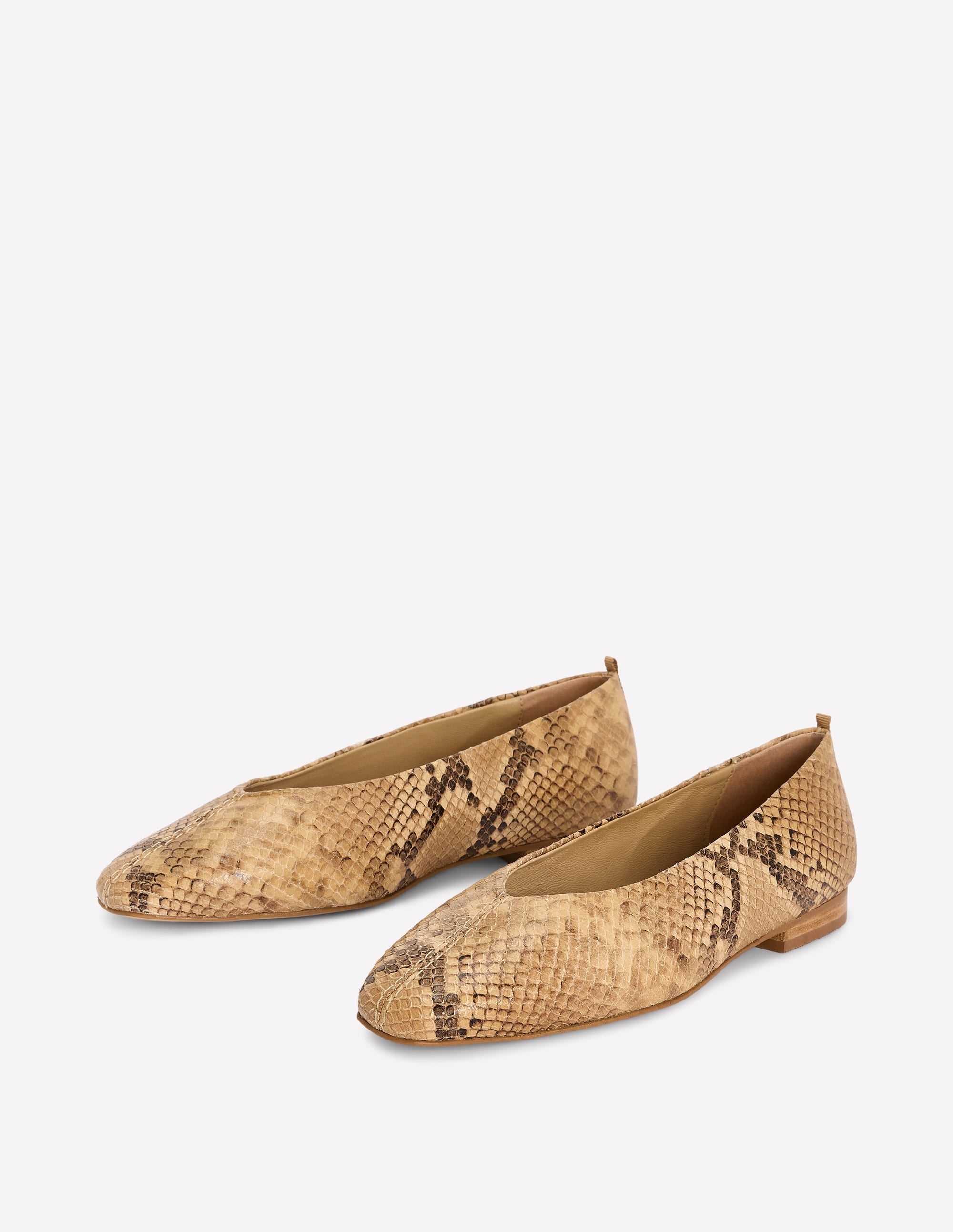 High Cut Stitch Detail Flats-Neutral - Image 3