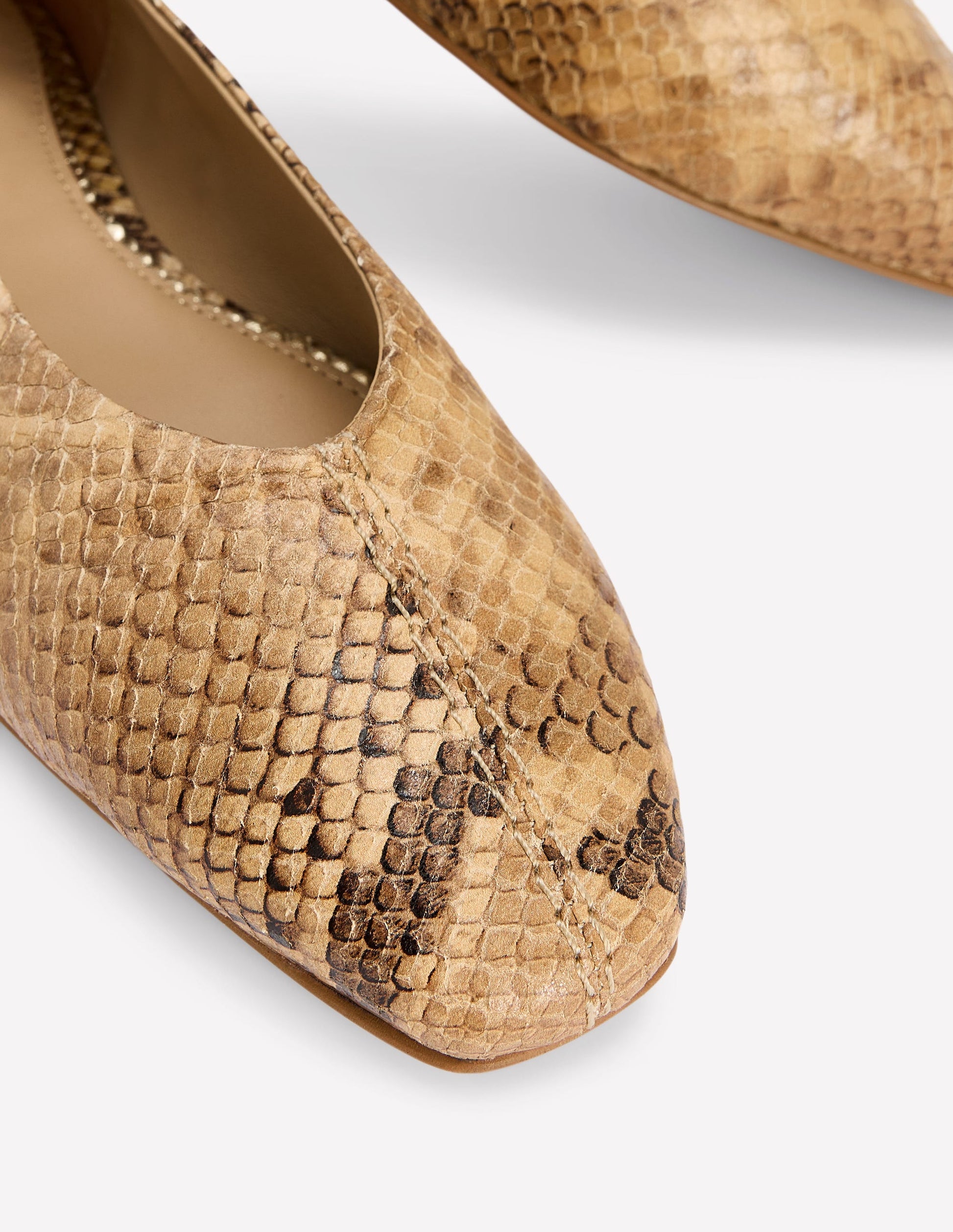 High Cut Stitch Detail Flats-Neutral-4