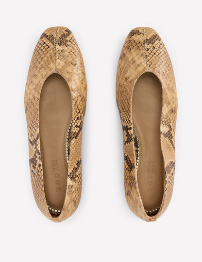 High Cut Stitch Detail Flats-Neutral-5