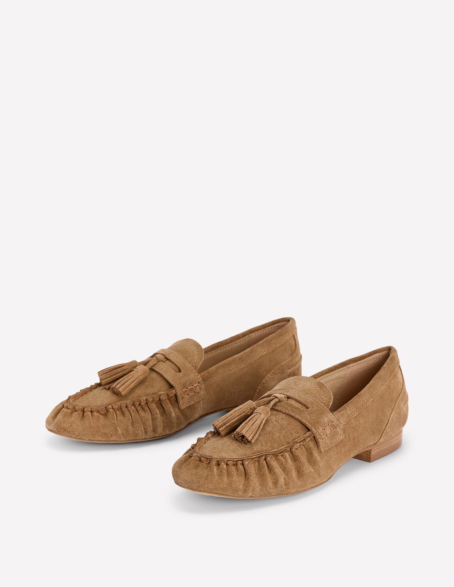 Soft Ruched Loafers-Caramel