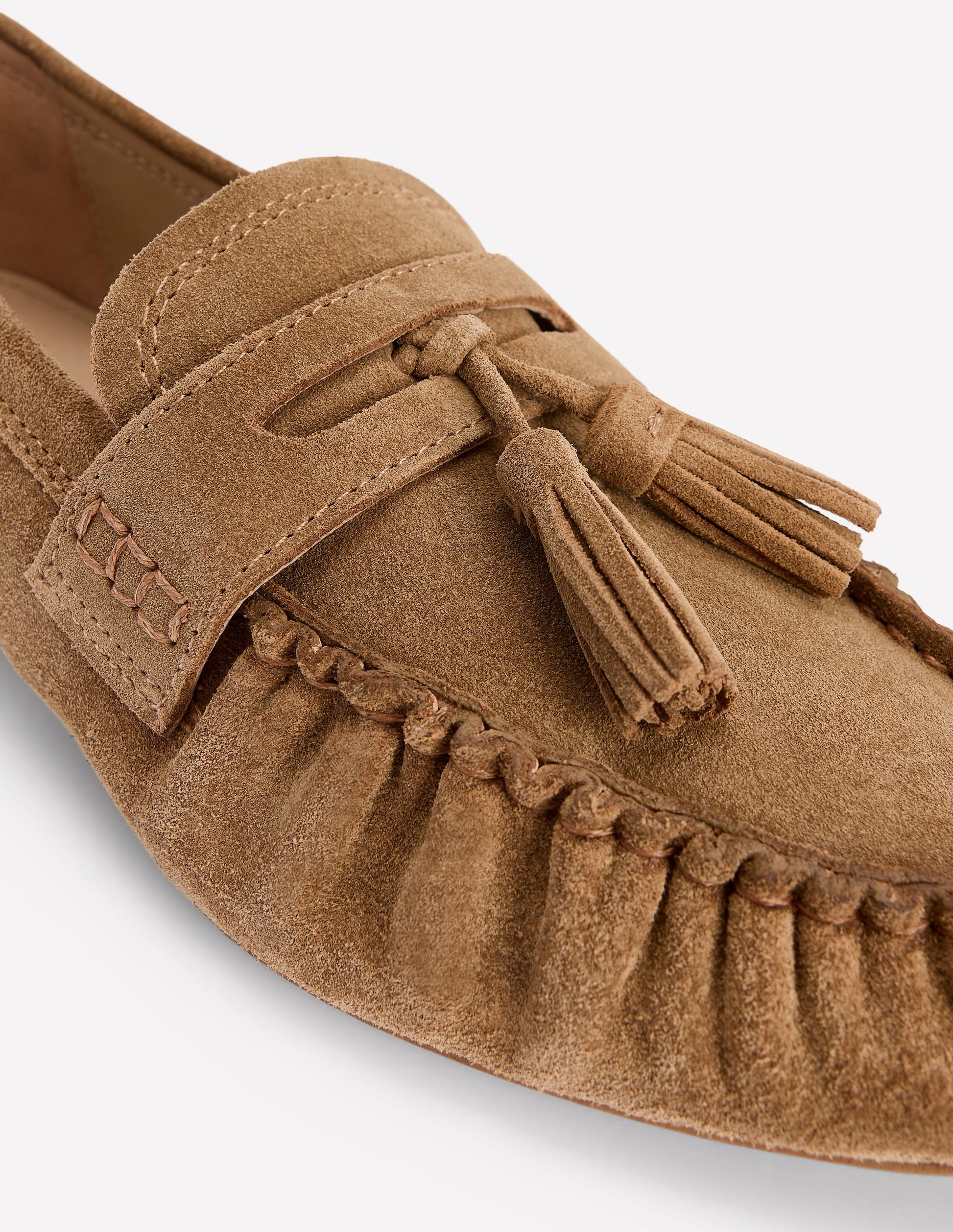 Soft Ruched Loafers-Caramel-5