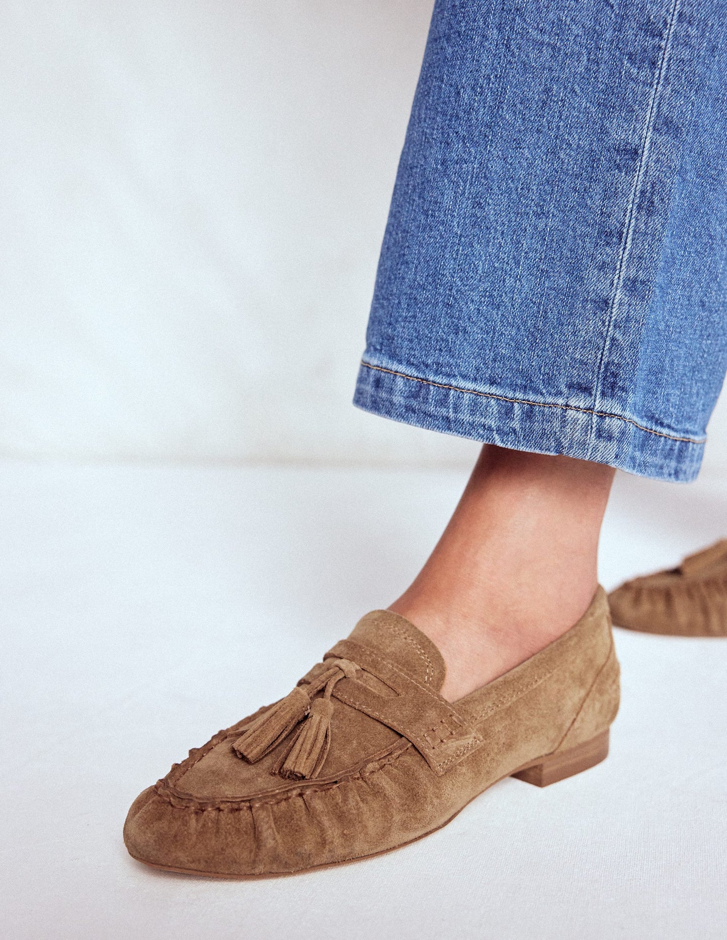 Soft Ruched Loafers-Caramel