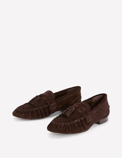 Soft Ruched Loafers-Chocolate-5