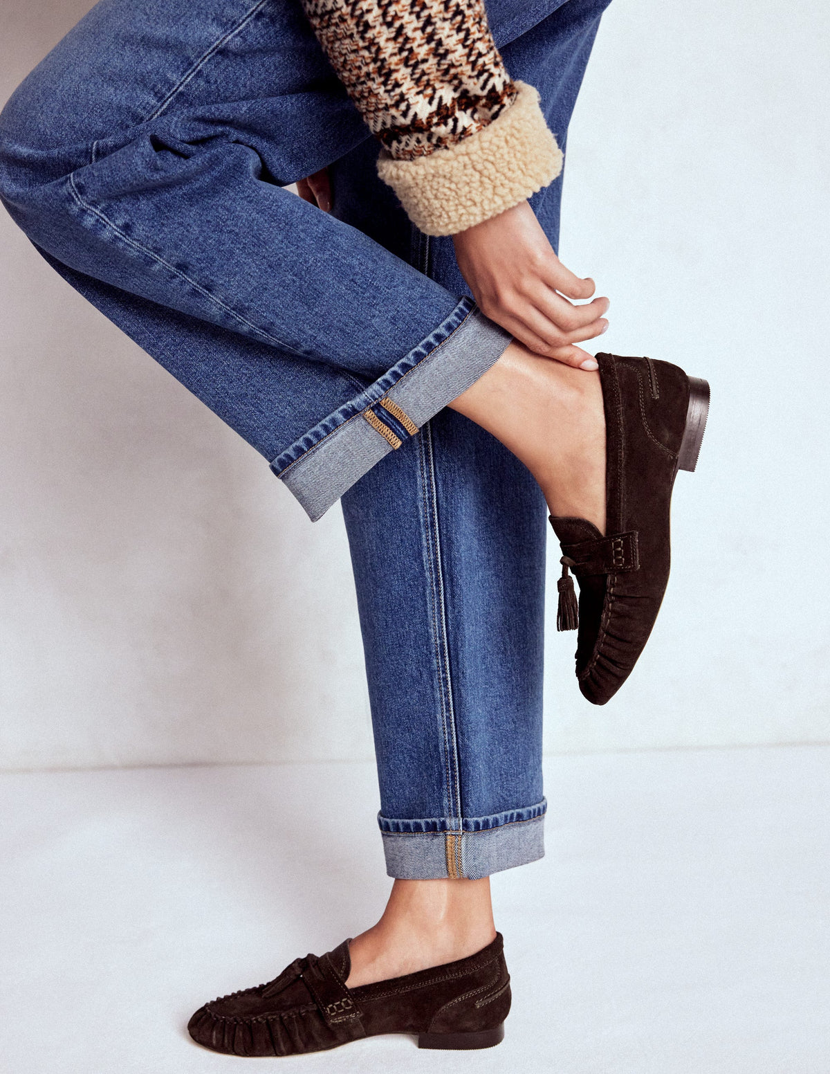 Soft Ruched Loafers-Chocolate - Image 3
