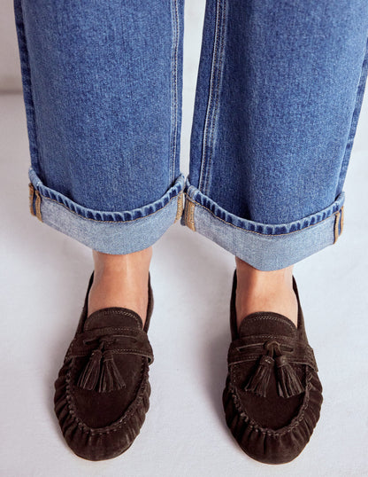 Soft Ruched Loafers-Chocolate-4