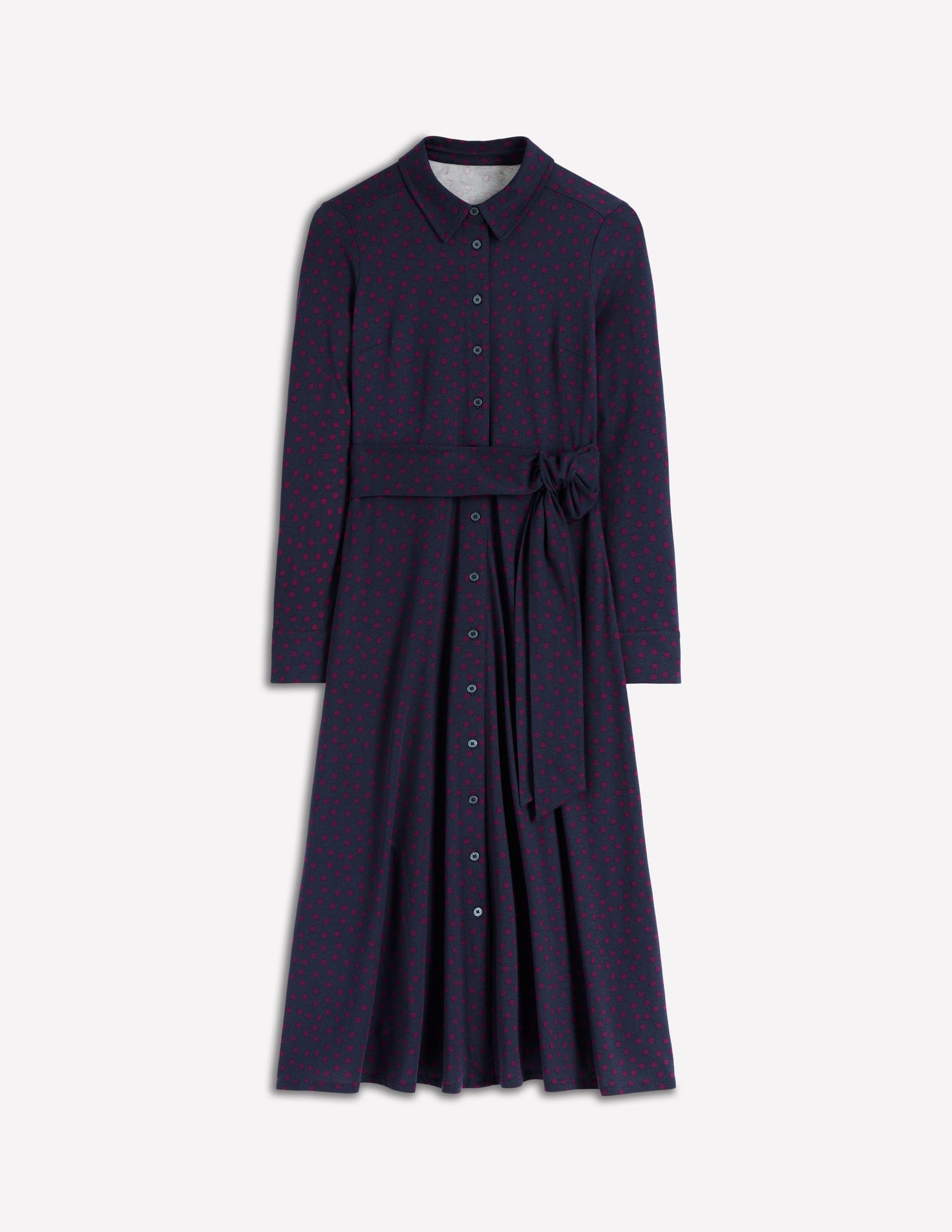 Marcia Jersey Shirt Dress-French Navy, Painted Dot