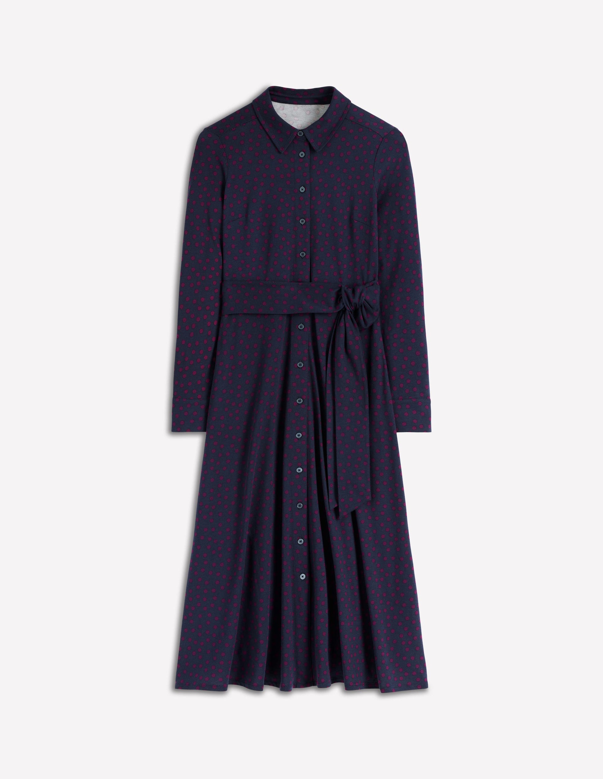Marcia Jersey Shirt Dress-French Navy, Painted Dot-6