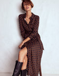 Marcia Jersey Shirt Dress-French Navy, Square Geometric