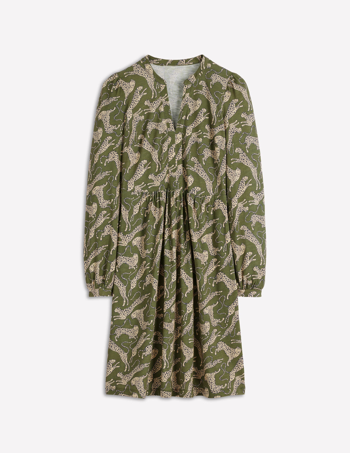 Naomi Relaxed Jersey Dress-Woodland Green, Leopard - Image 6