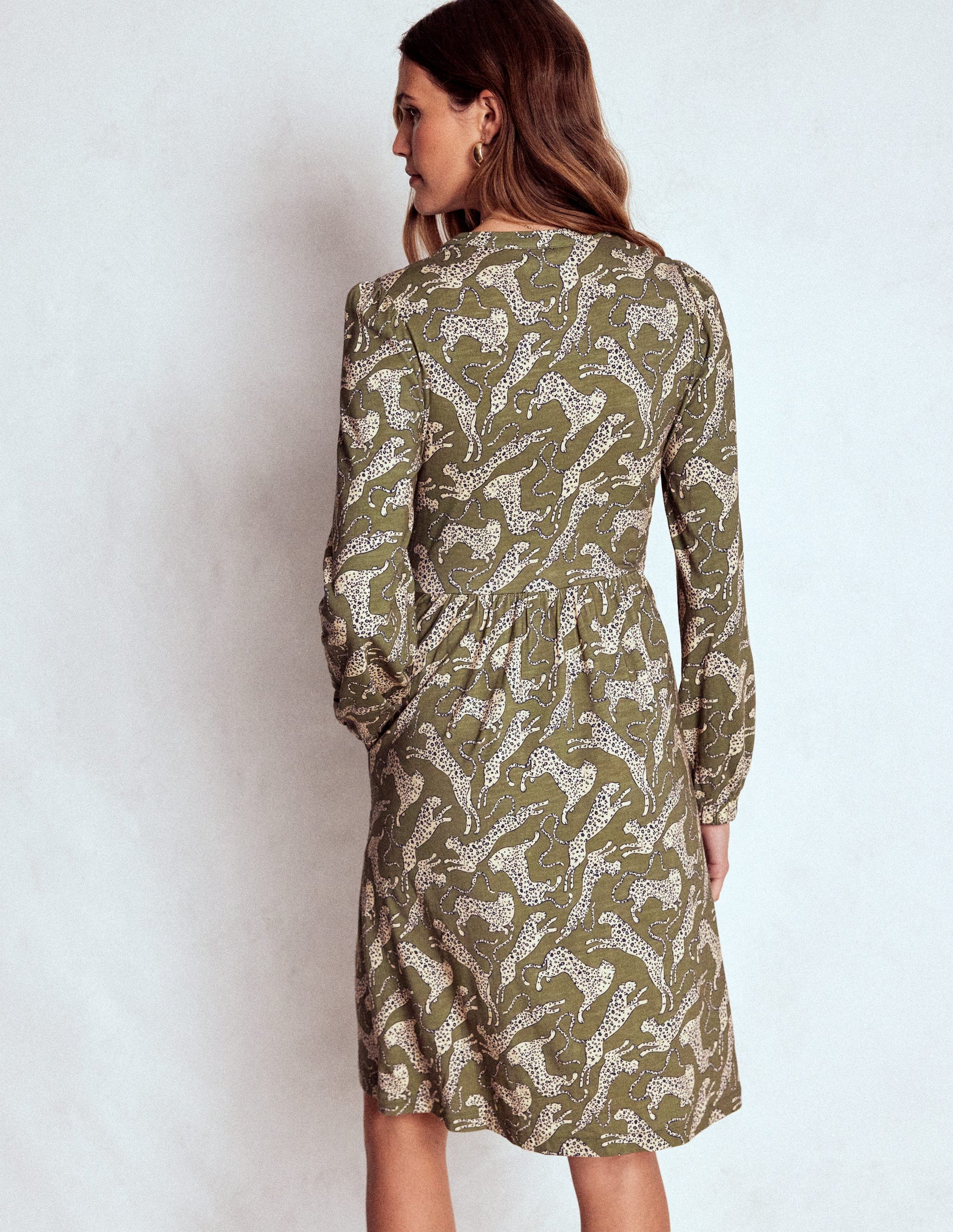 naomi relaxed jersey dress Naomi Relaxed Jersey Dress - Woodland Green, Leopard