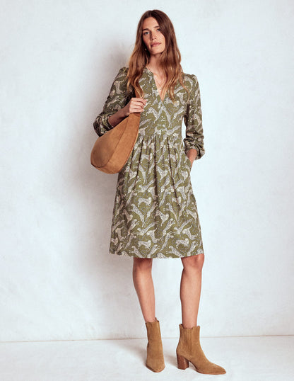 Naomi Relaxed Jersey Dress-Woodland Green, Leopard-5