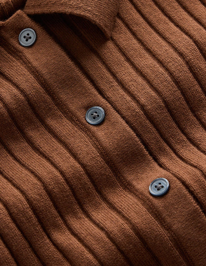 Rachel Knitted Shirt Dress-Raw Umber-6