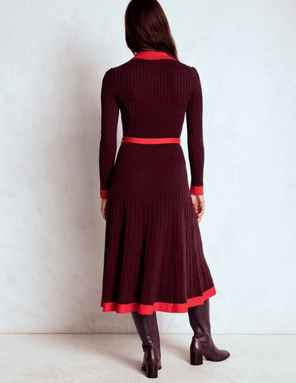 Rachel Knitted Shirt Dress-Deep Wisteria-4