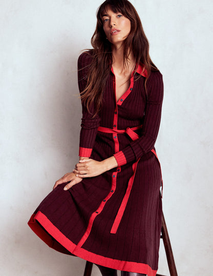 Rachel Knitted Shirt Dress-Deep Wisteria-5