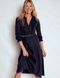 Winifred Frilled Knitted Dress-Navy
