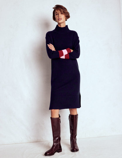 Polly Merino Knitted Dress-Navy-5