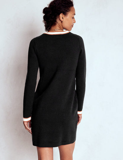 Holly Knitted Shift Dress-Black-3