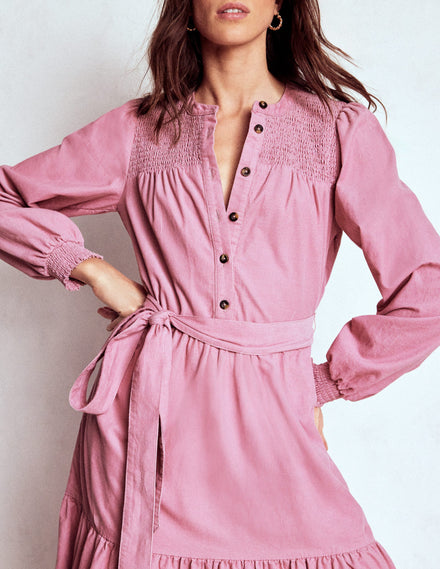 Cecily Cord Midi Dress-Pink Haze