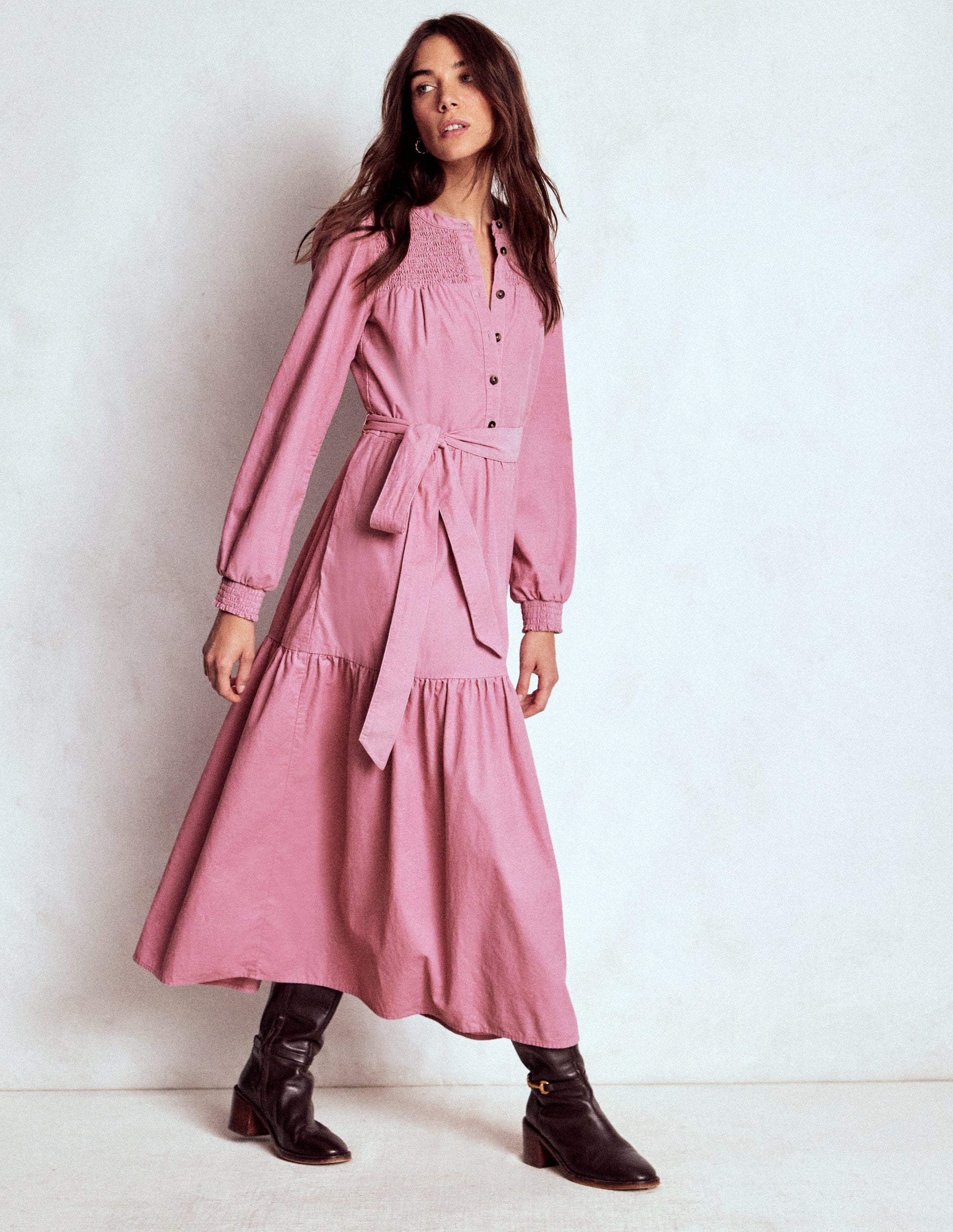 Cecily Cord Midi Dress-Pink Haze-1