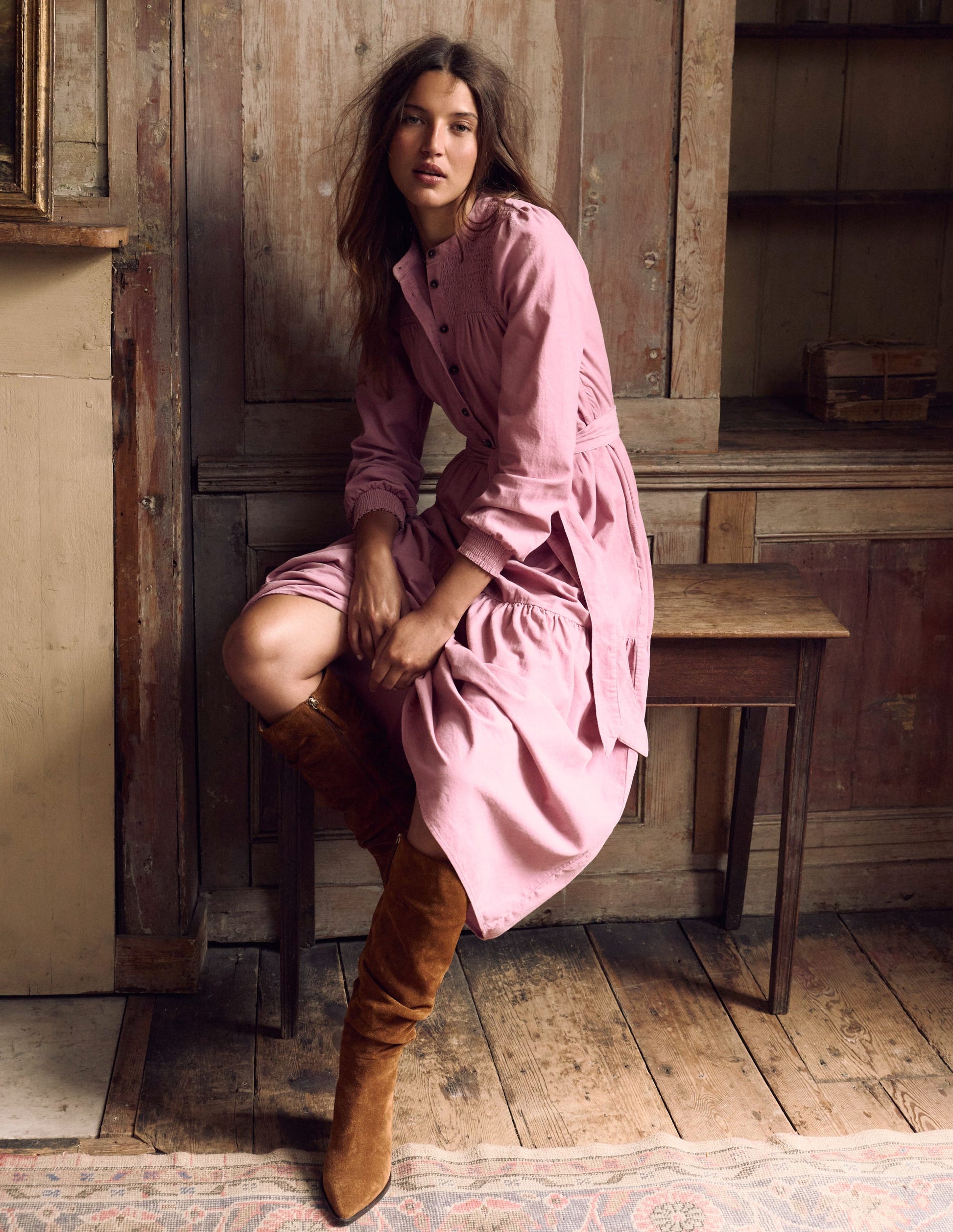 Cecily Cord Midi Dress-Pink Haze-6