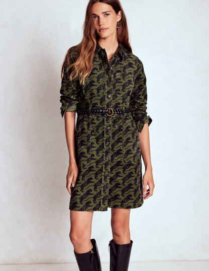 Amanda Cord Short Dress-Woodland Green, Leaping Tiger-4