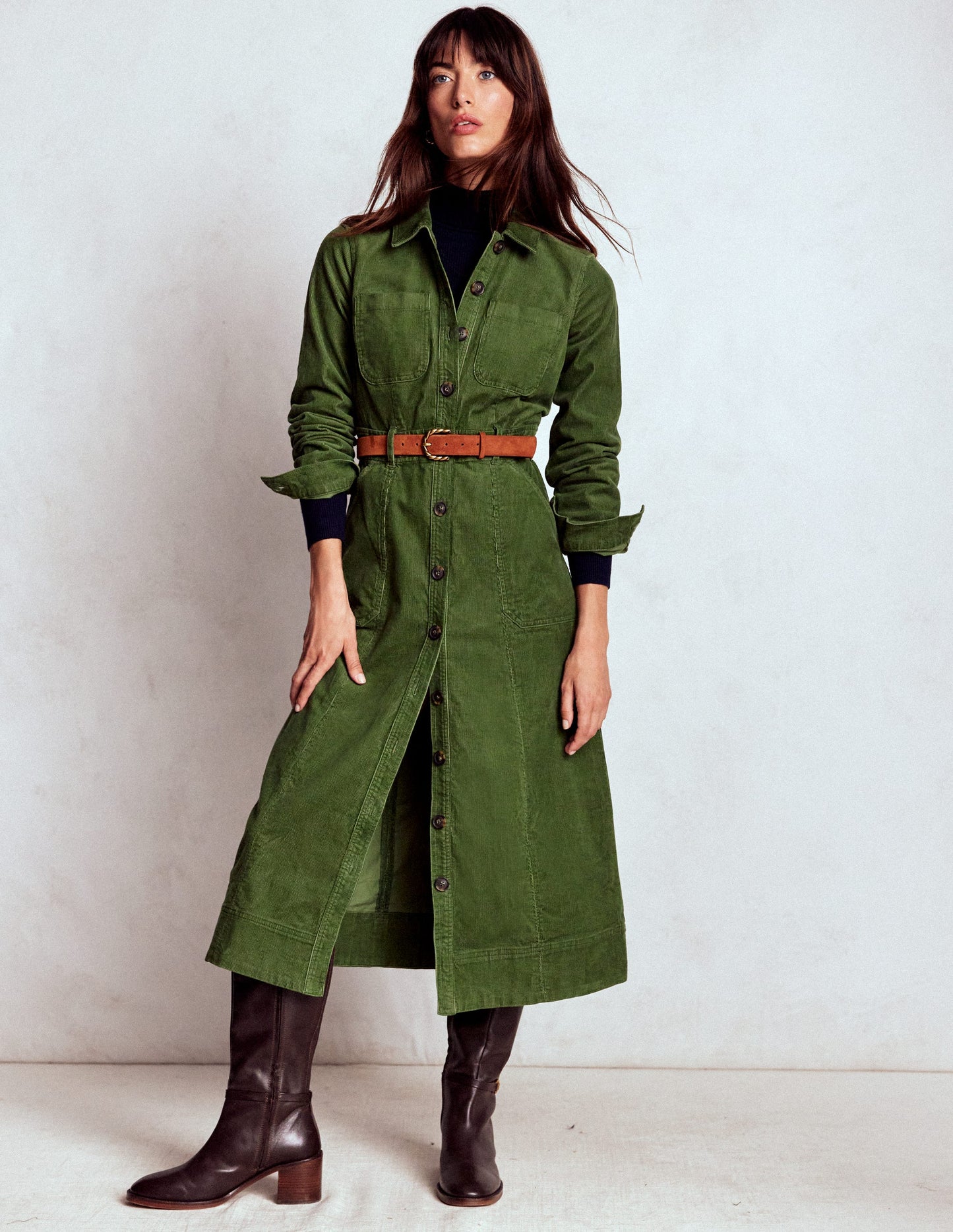 Amanda Cord Midi Dress-Fern