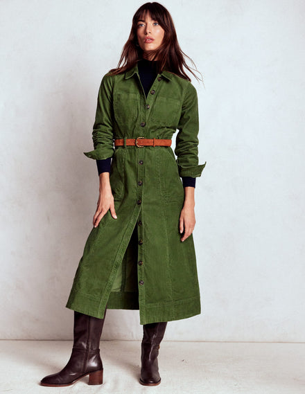 Amanda Cord Midi Dress-Fern