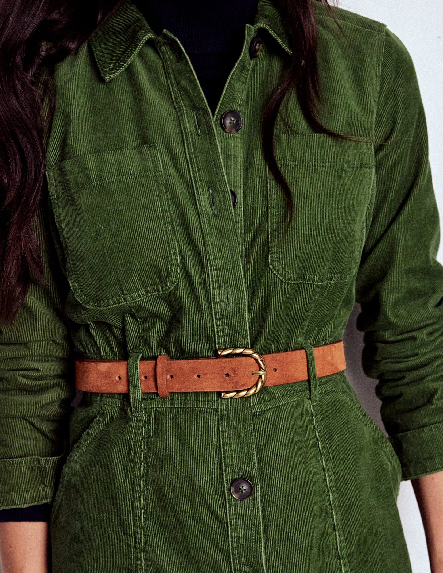 Amanda Cord Midi Dress-Fern