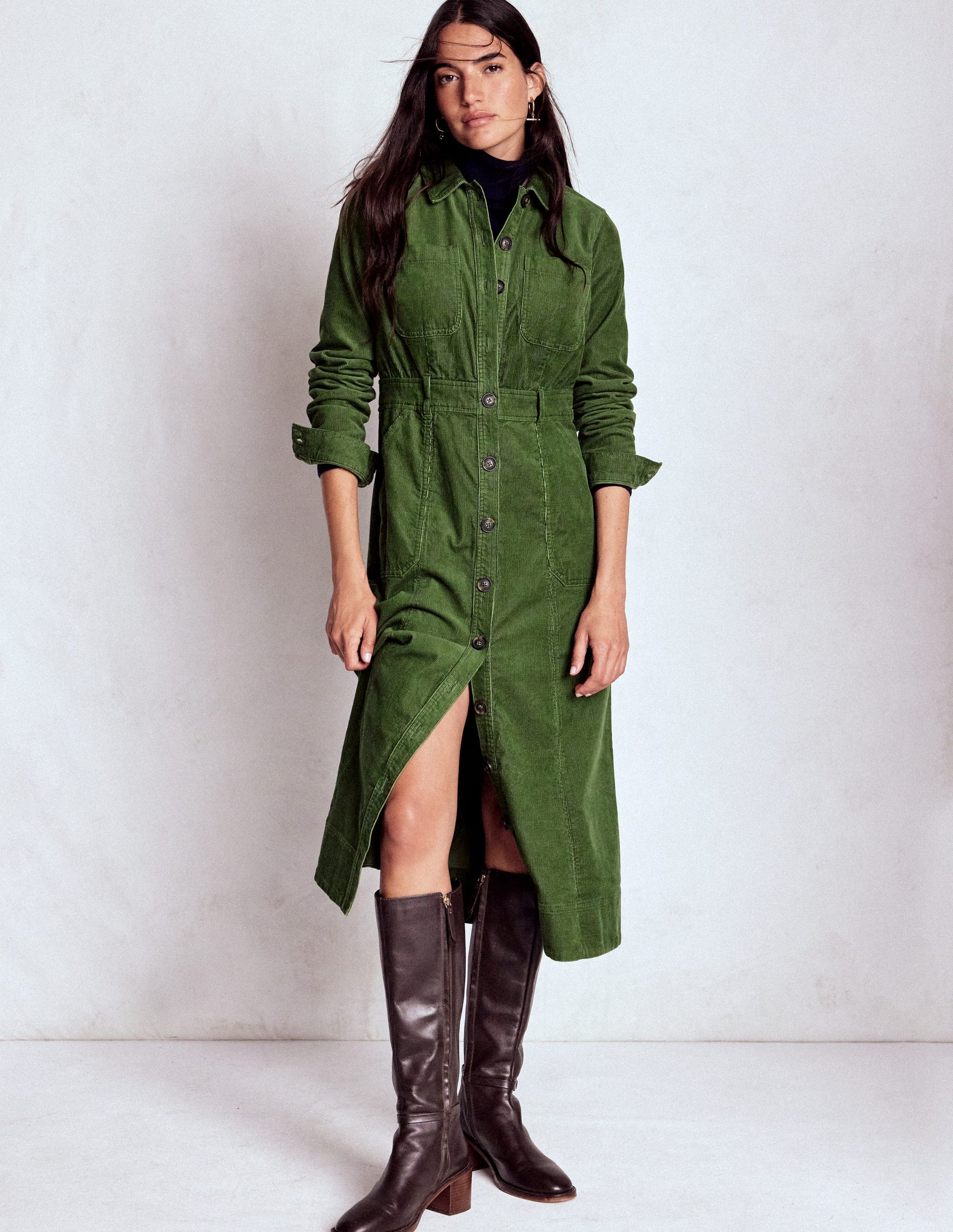 Amanda Cord Midi Dress-Fern-5