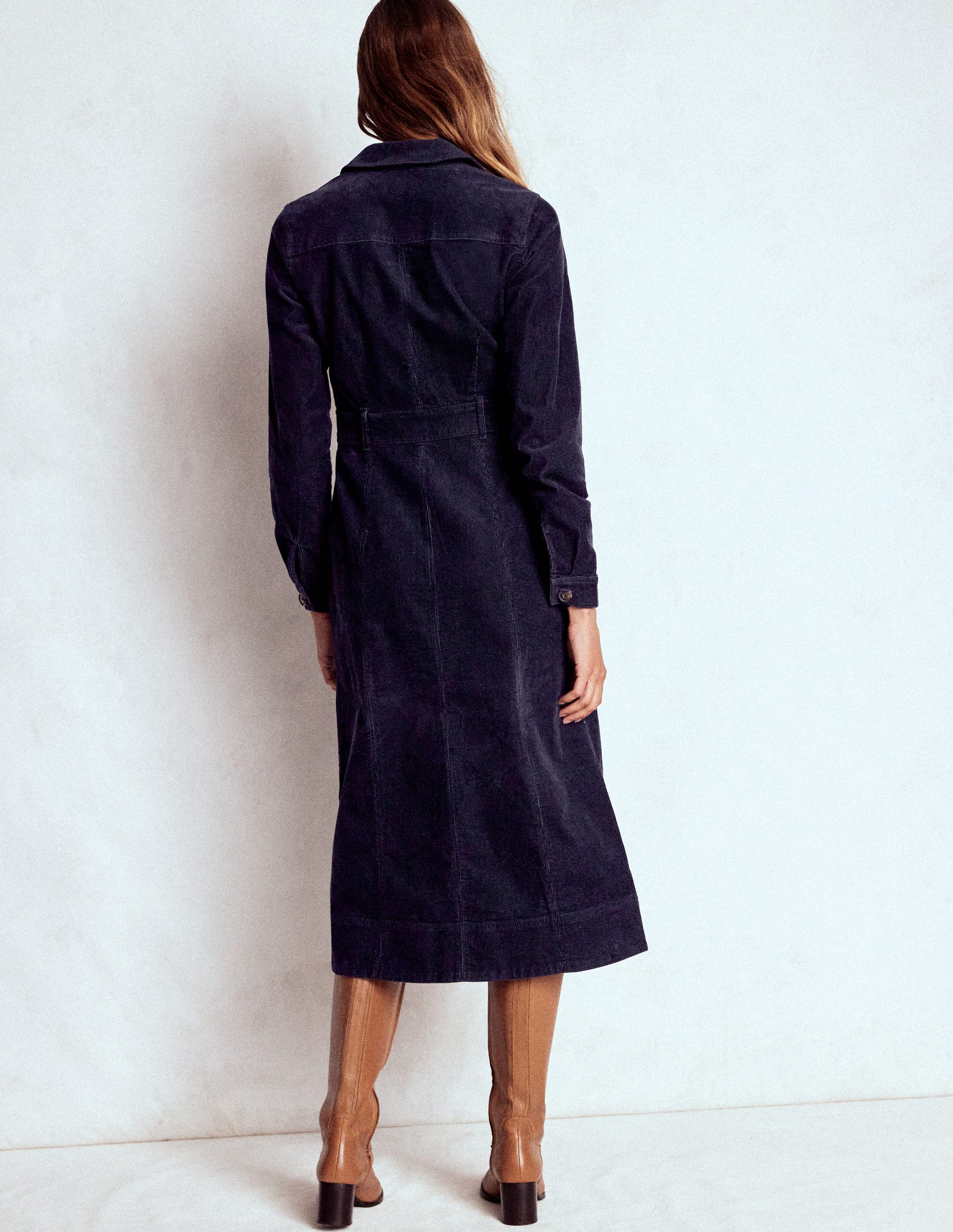 Amanda Cord Midi Dress-Navy-3