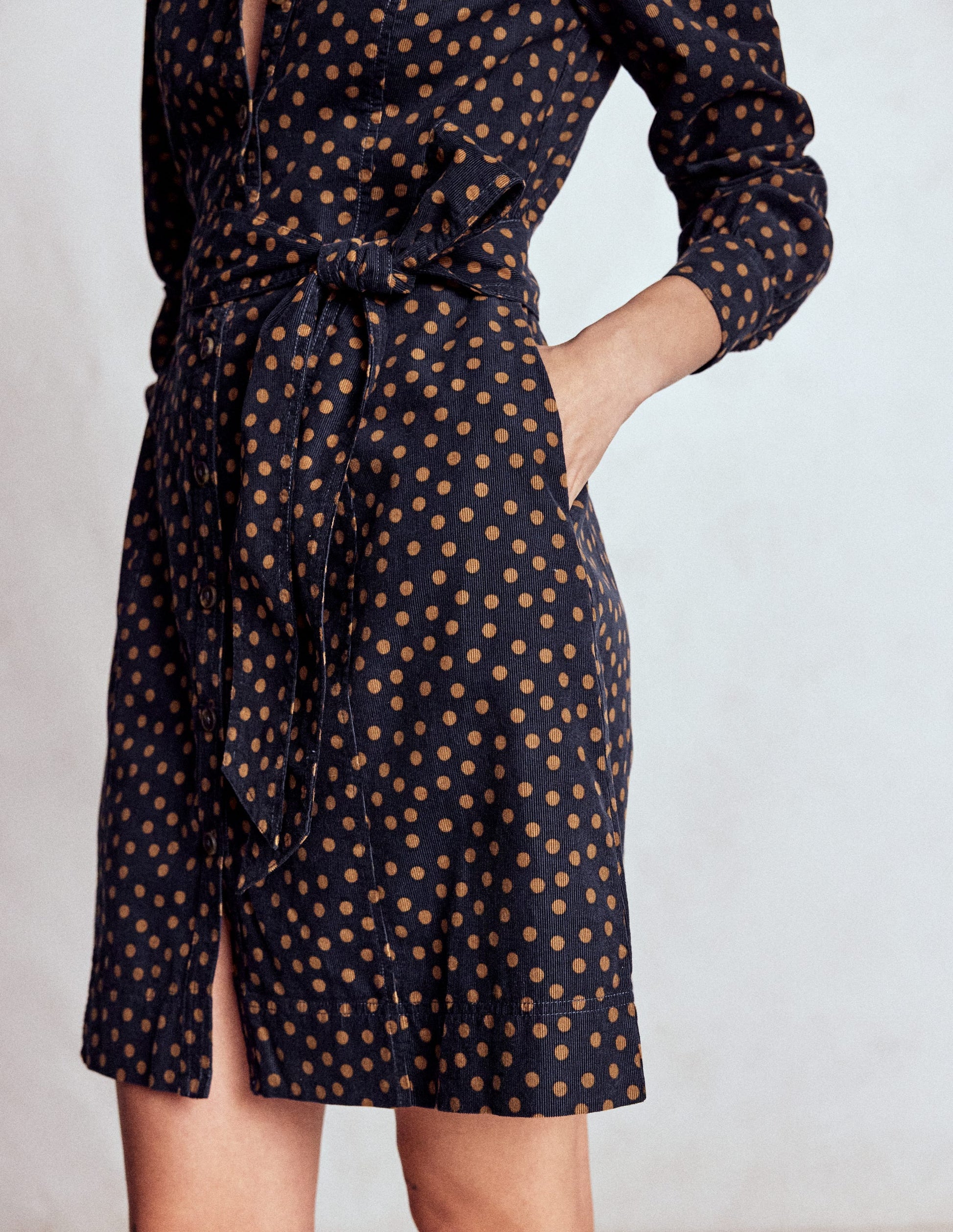 Bre Cord Short Dress-French Navy, Painted Dot-3