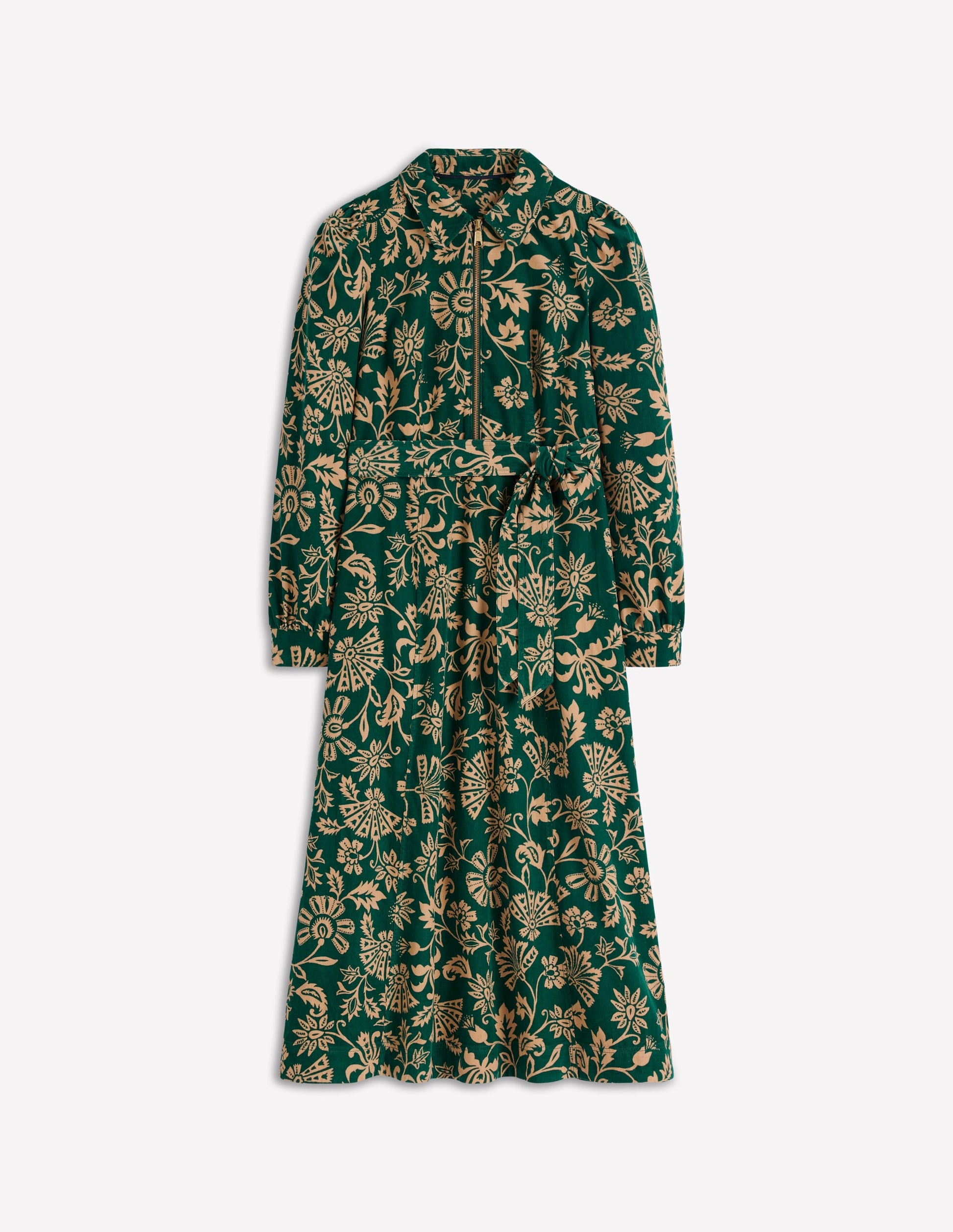 Adelaide Zip Cord Midi Dress-Emerald Night, Elaborate Vine-5