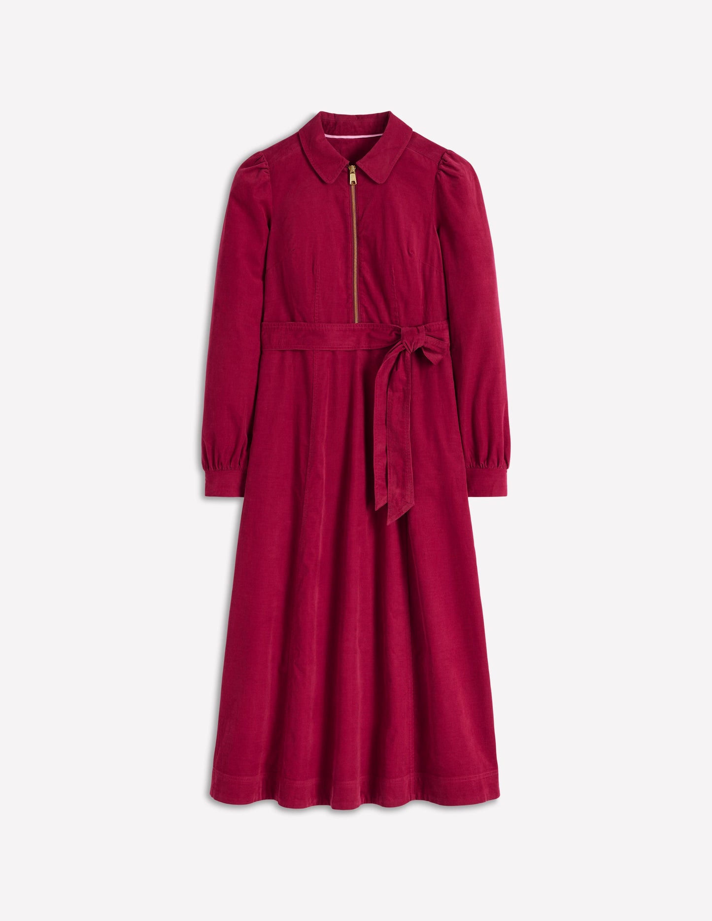Adelaide Zip Cord Midi Dress-Burgundy Red