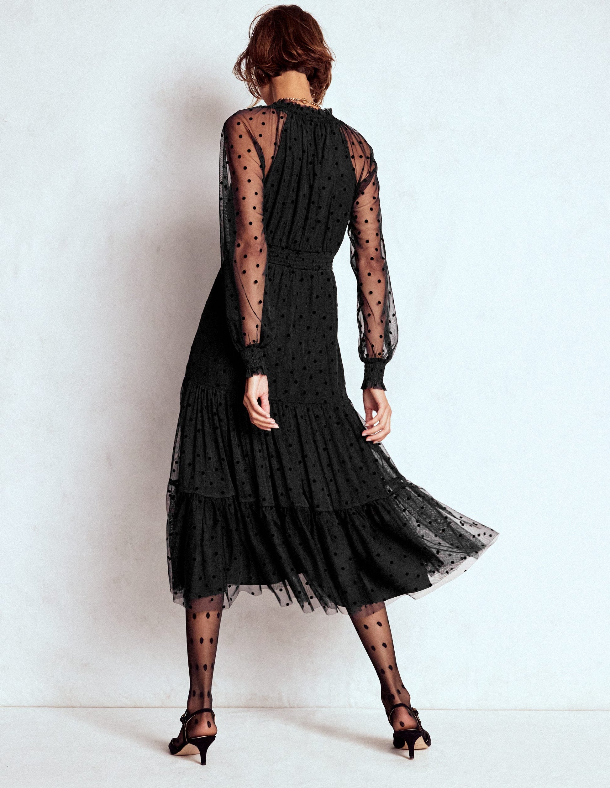 Lucille Tulle Midi Dress-Black-4