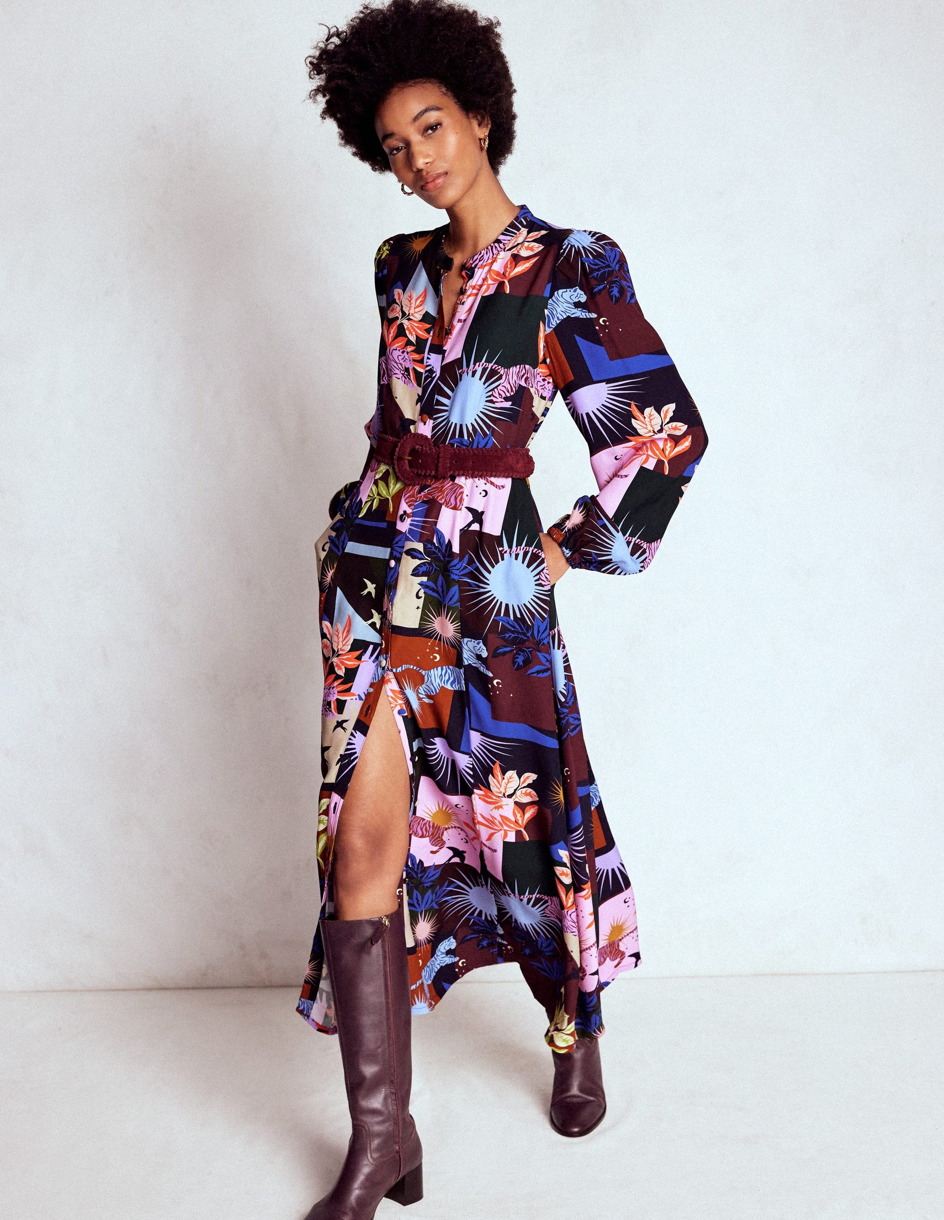 Mae Occasion Maxi Shirt Dress-Multi, Cosmic Savanna-5