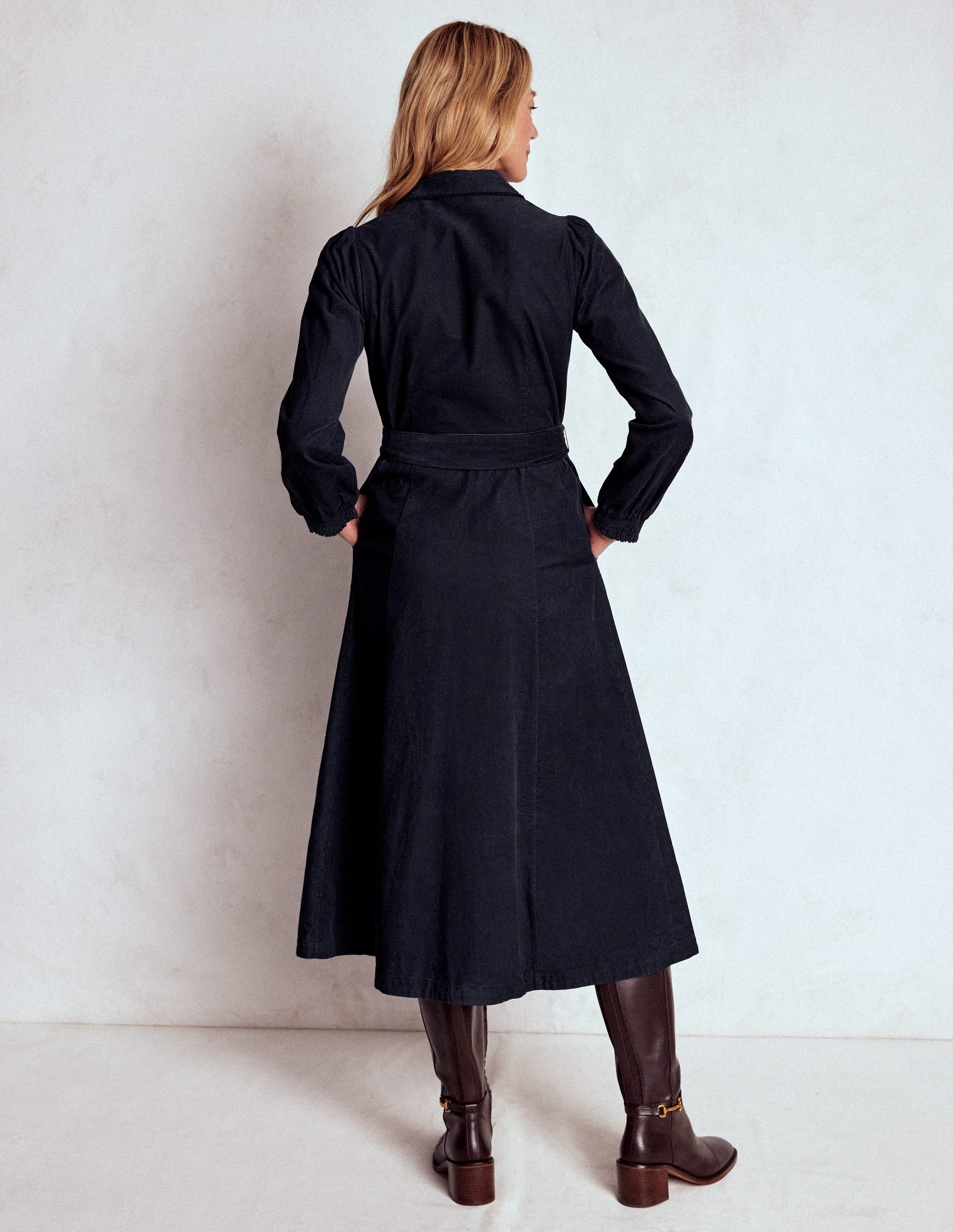 Clara Cord Midi Dress-Midnight Blue-4