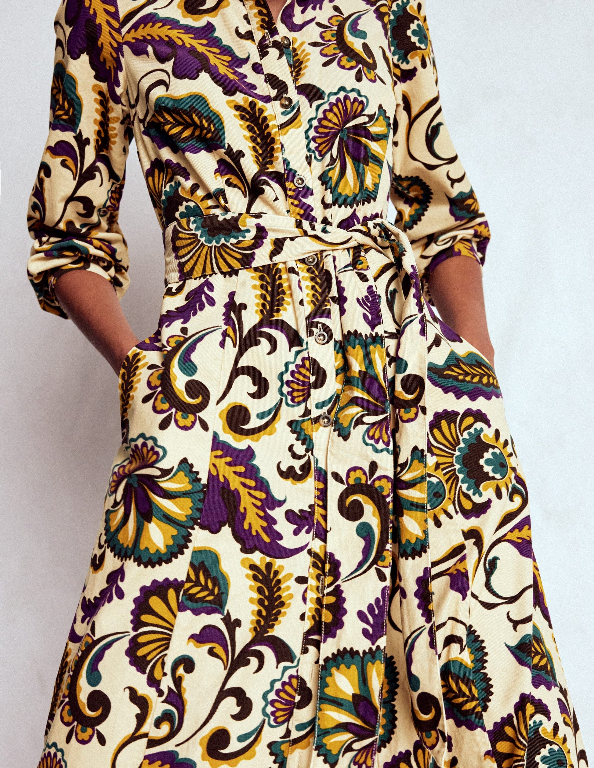 Clara Cord Midi Dress-Multi, Ornate Meadow-3