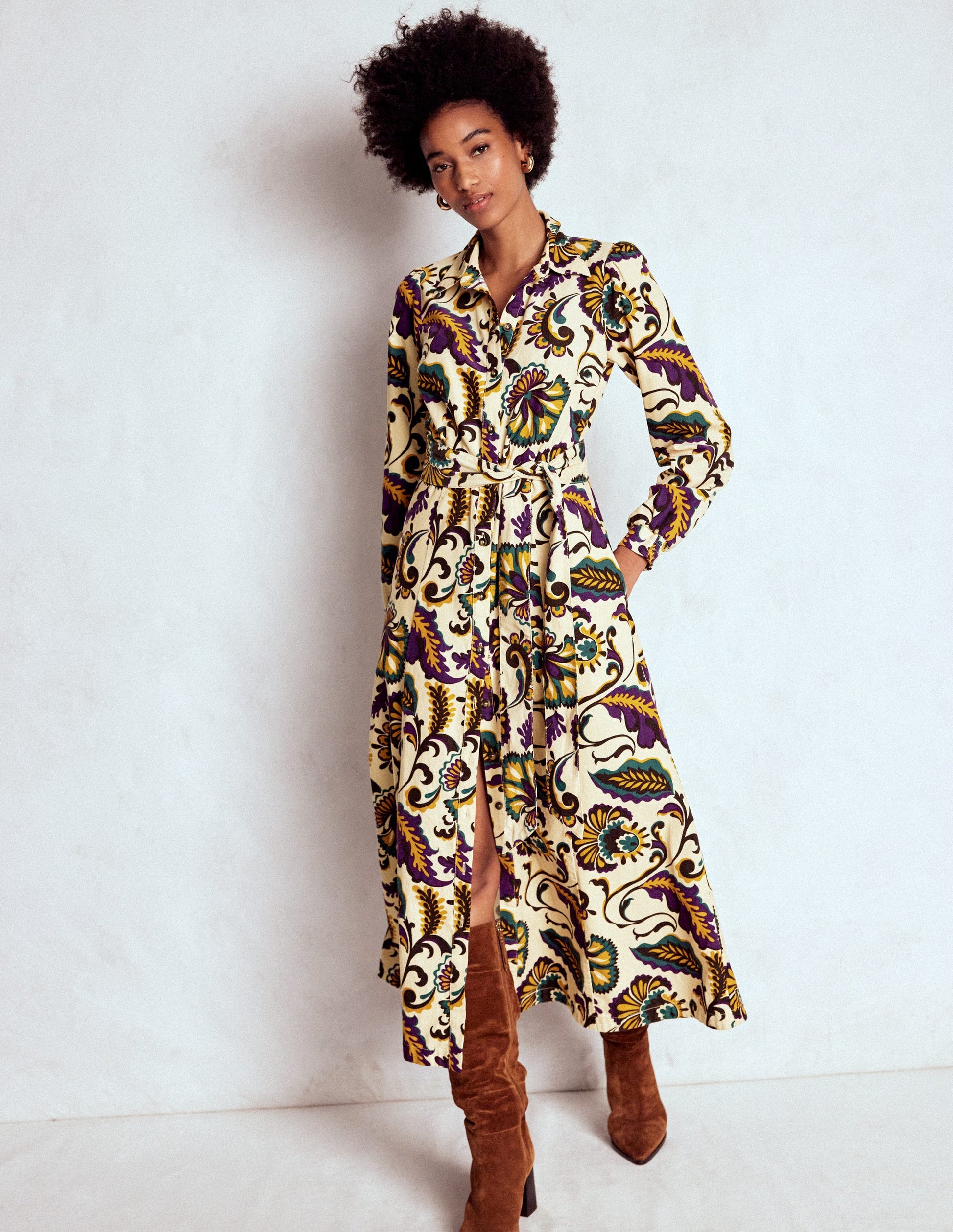 Clara Cord Midi Dress-Multi, Ornate Meadow-5