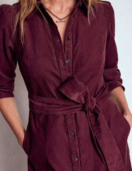 Clara Cord Midi Dress-Dark Cherry