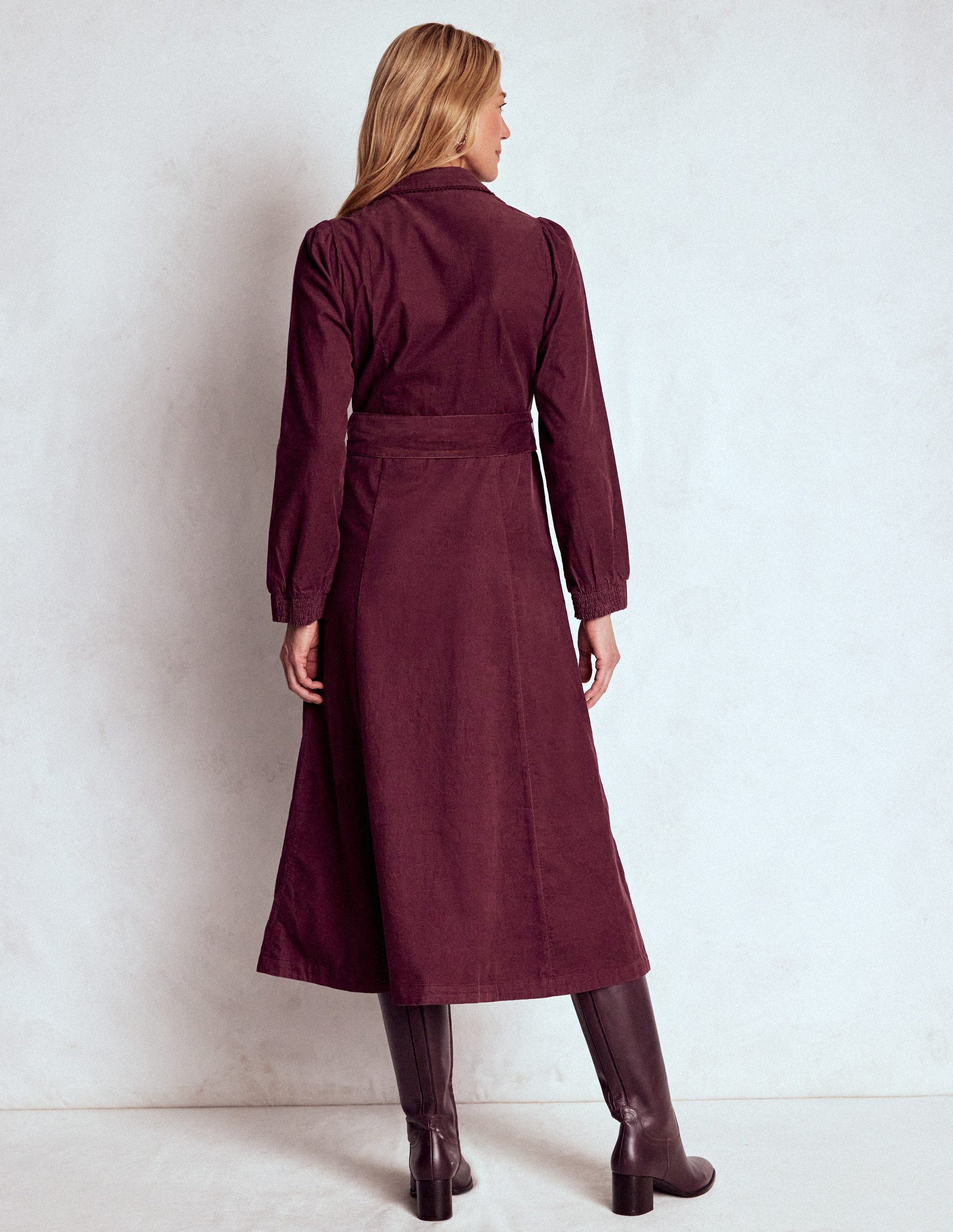 Clara Cord Midi Dress-Dark Cherry-3