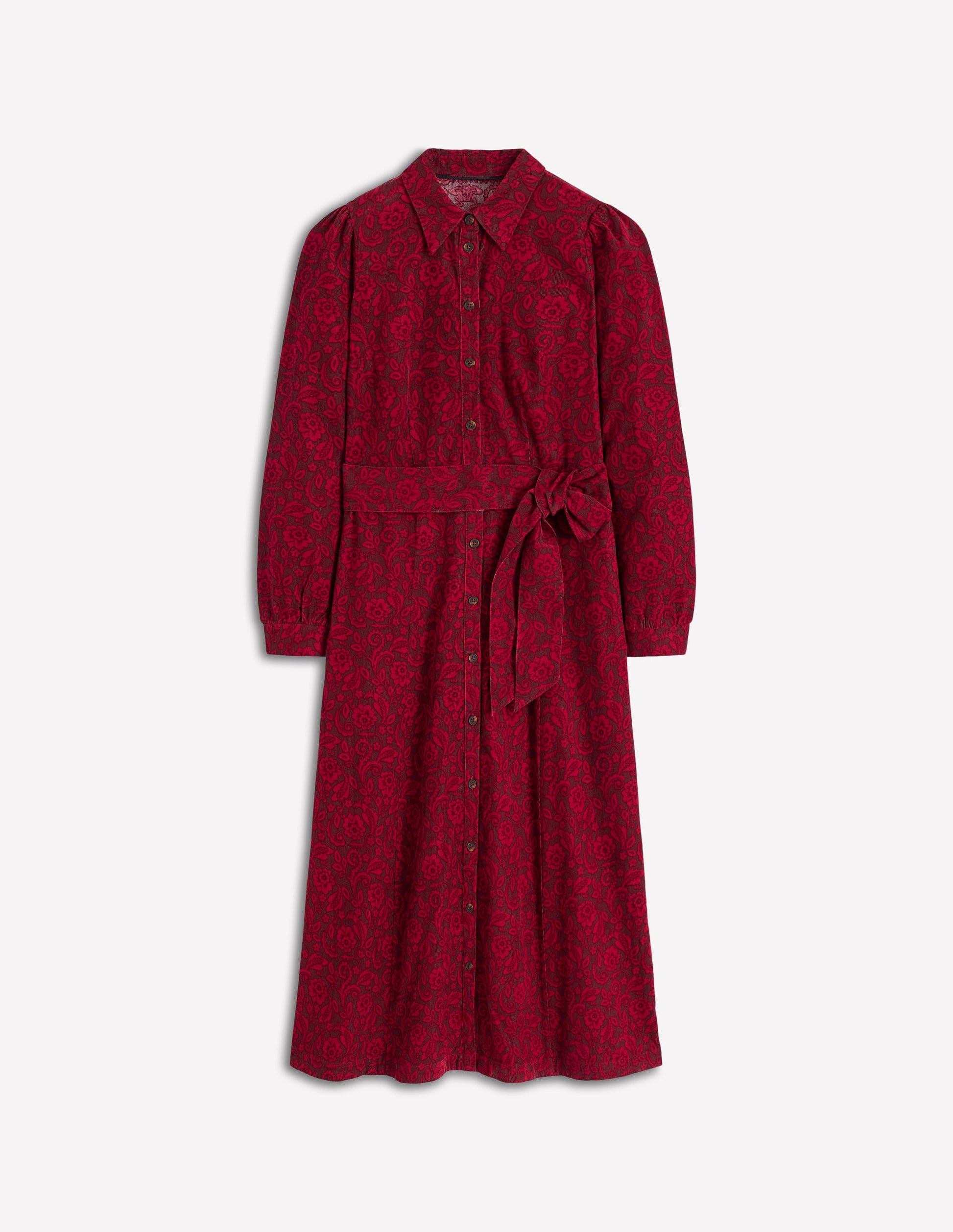 Clara Cord Midi Dress-Red Liquorice, Ornate Flora-5