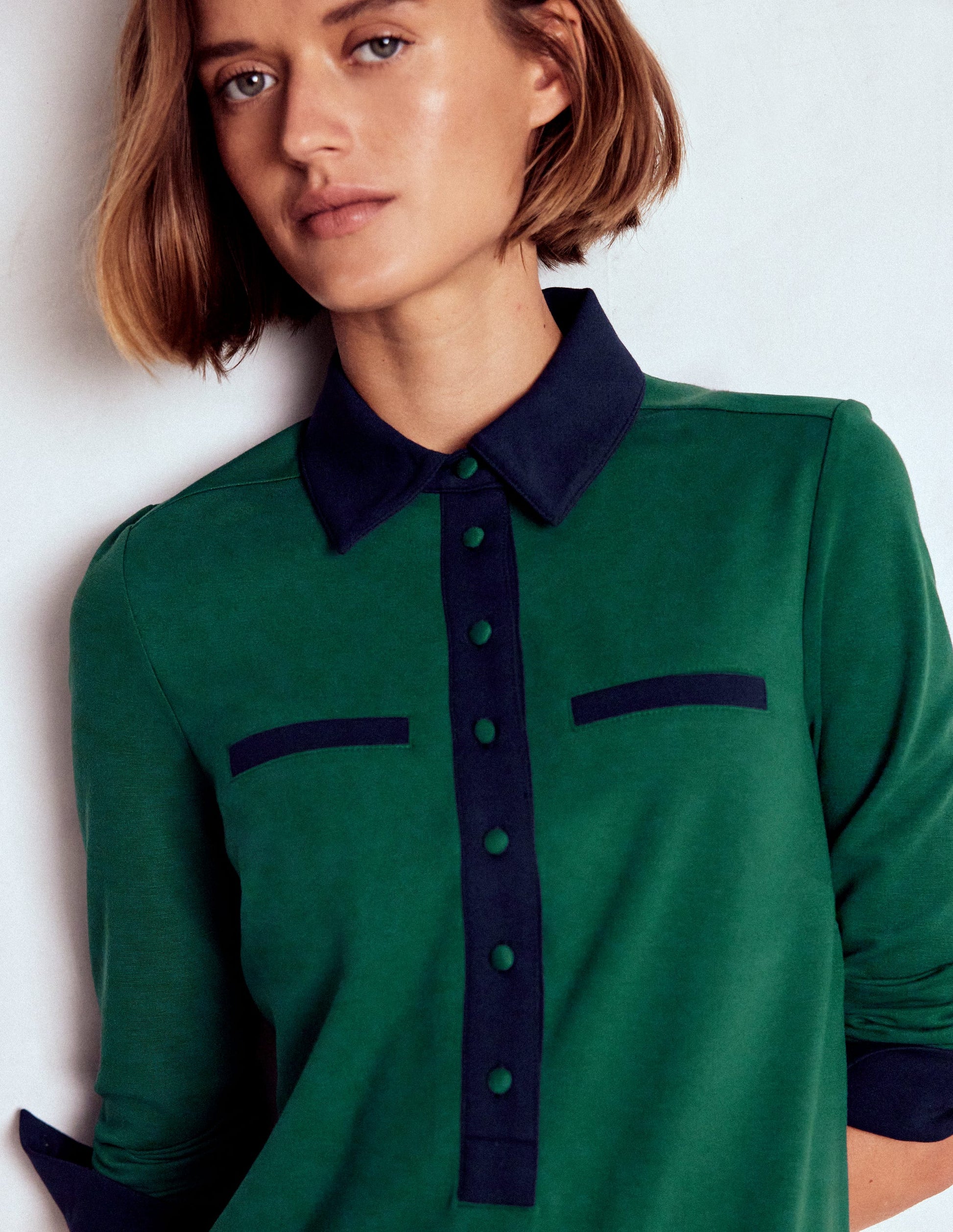 Georgina Ponte Dress-Green and Navy-3