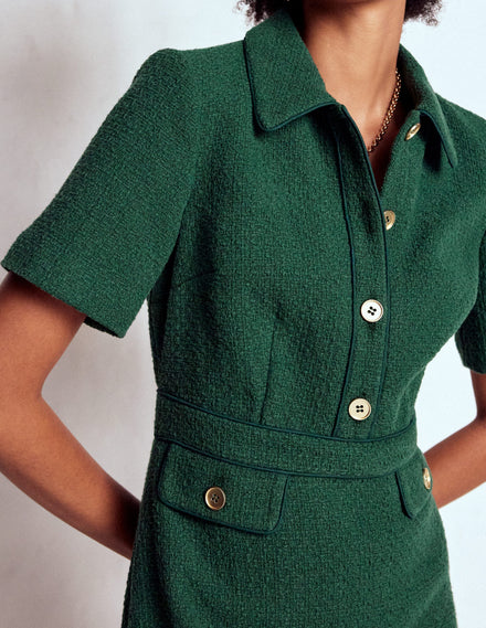 Eda Cotton Shift Dress-Emerald Night