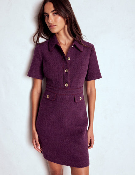 Eda Cotton Shift Dress-Plum Jam